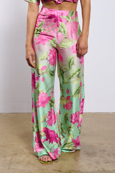 CATCH ME IN MIAMI PRINTED SATIN PANT