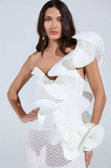 CASCADING RUFFLE BLOUSE