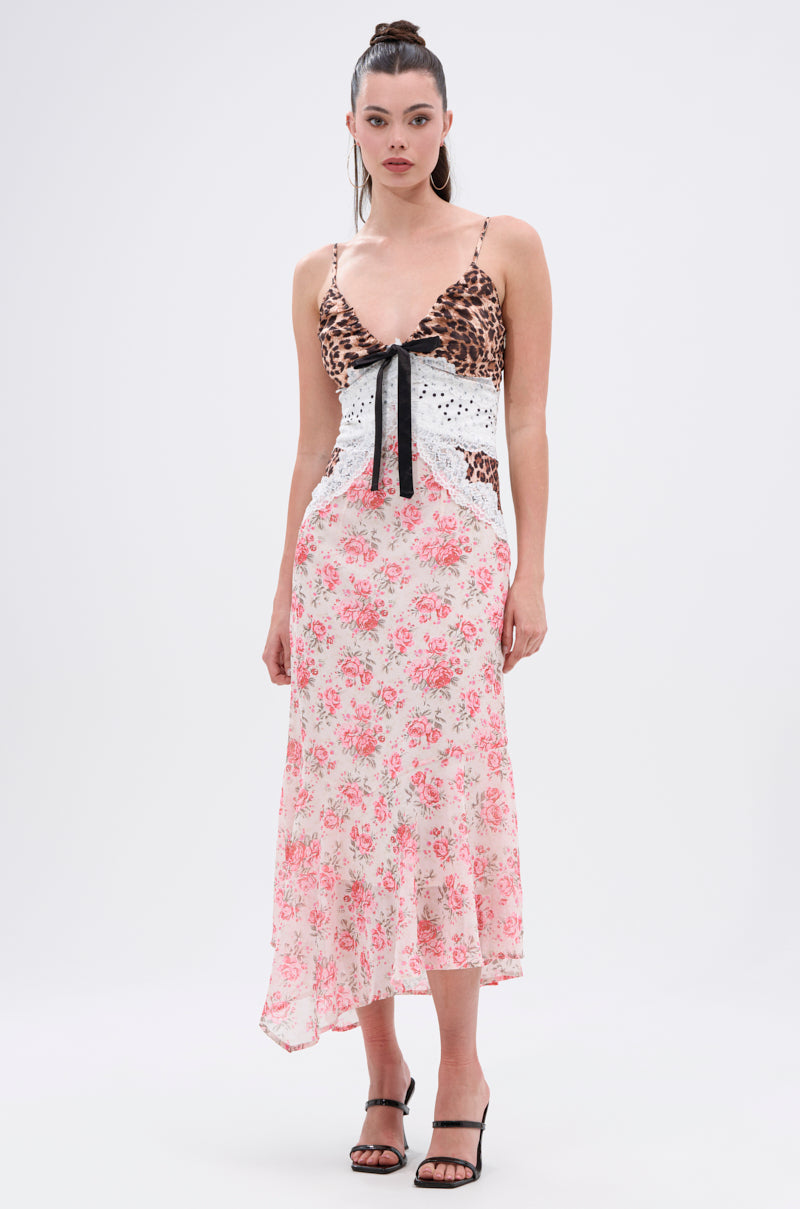 CARRIE CODED SATIN MIDI DRESS