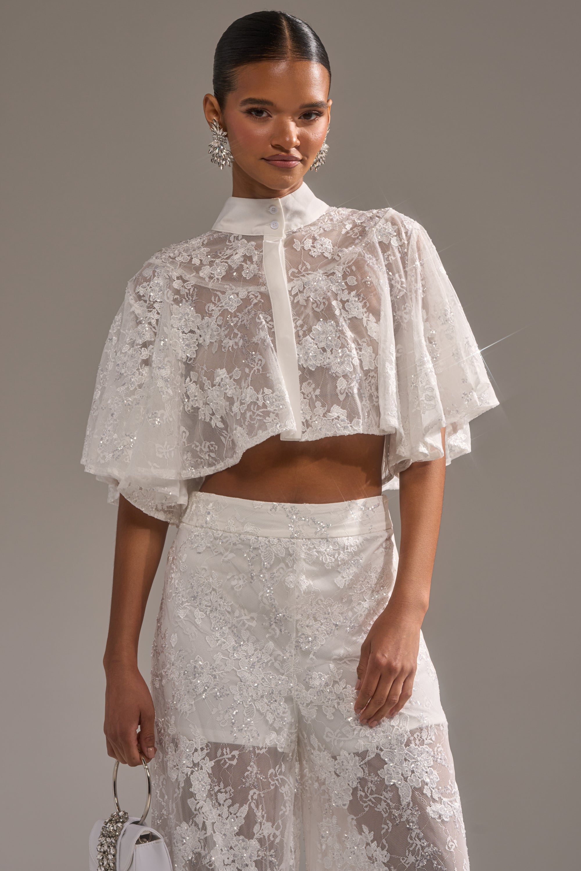 EVA LACE SHORT SLEEVE BUTTON DOWN