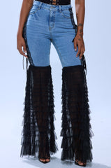 CAN'T DECIDE TULLE AND LACE DENIM JEANS