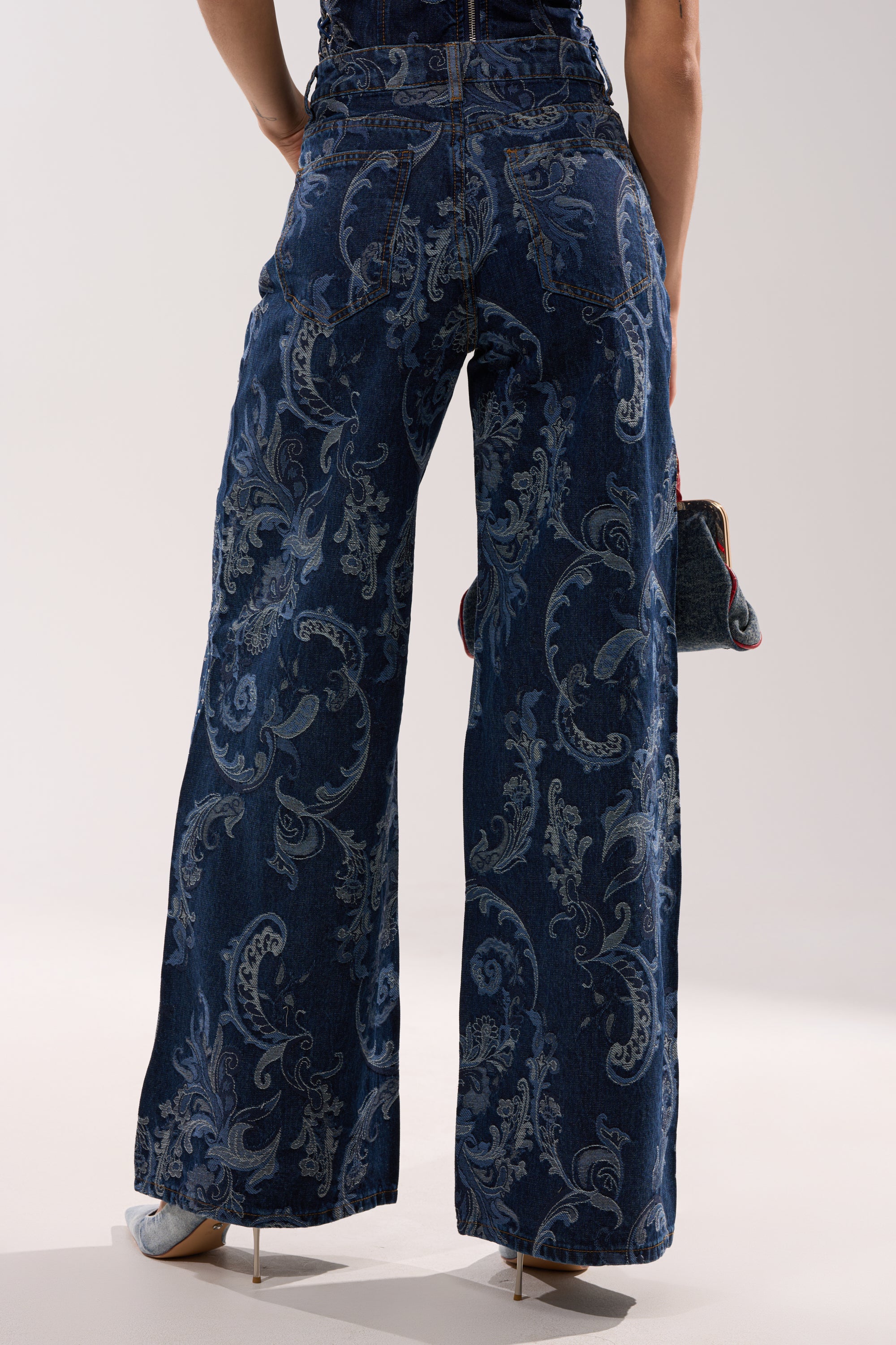 ELEVATED WIDE LEG DENIM WITH RHINESTONES