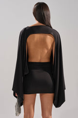 DIANA DRAPED MINI DRESS IN BLACK