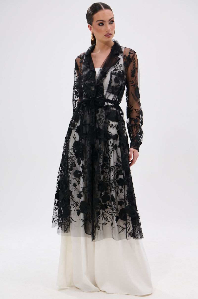IN BLOOM SHEER TRENCH IN BLACK