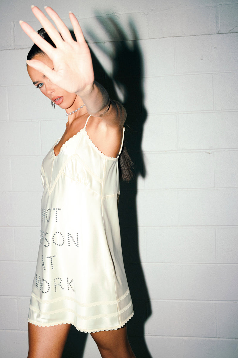 BUSY WORKING SATIN MINI DRESS