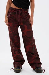 CANT SEE ME BURGUNDY CAMP CARGO JOGGER