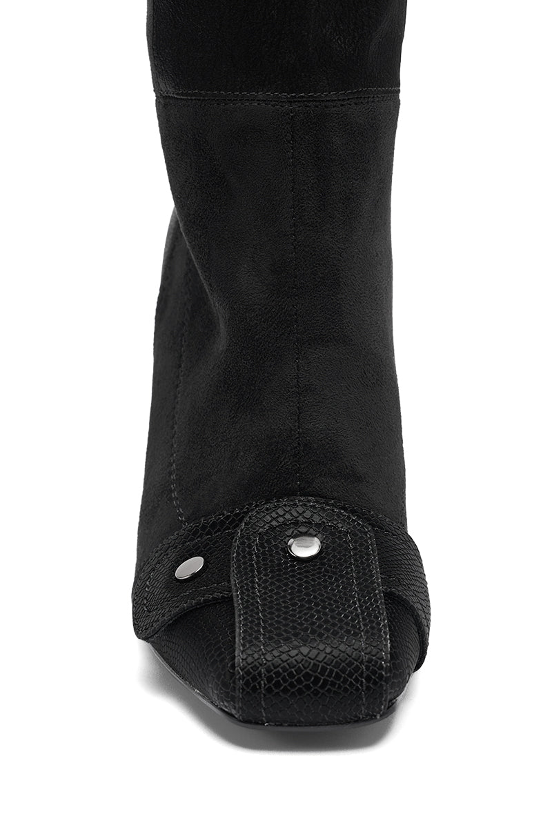 AZALEA WANG ALLONAS BLACK KNEE HIGH CHUNKY BOOT