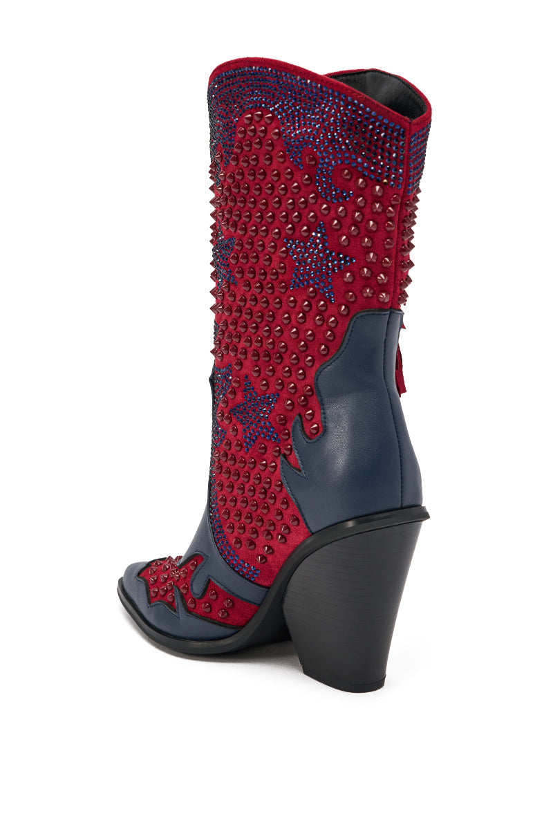 AZALEA WANG BETHANIE MULTI RHINESTONE FRINGE WESTERN BOOTIE