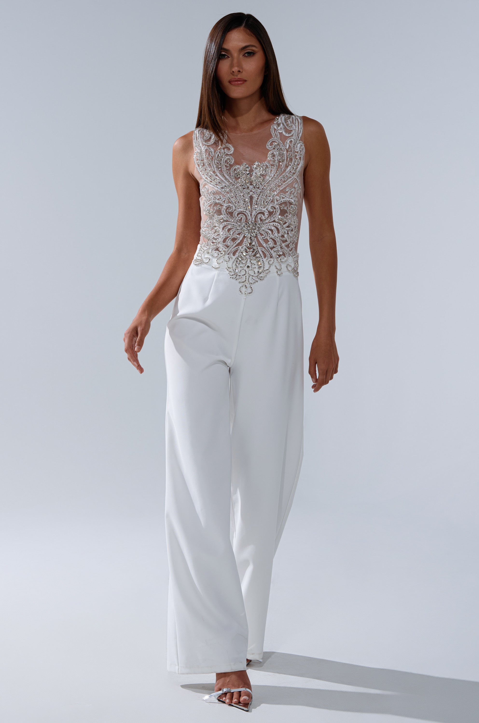 CECELIA RHINESTONE MESH JUMPSUIT