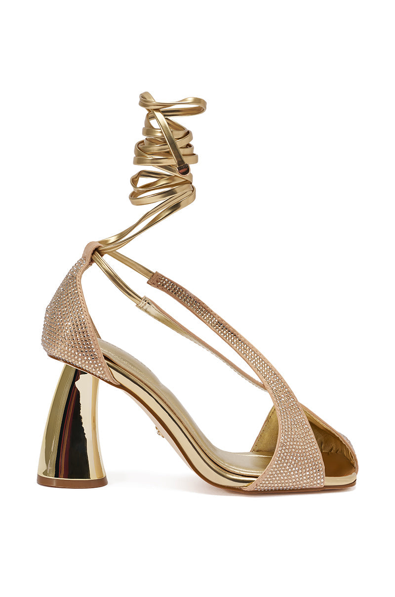 AZALEA WANG BUILANY GOLD RHINESTONE CHUNKY PUMP