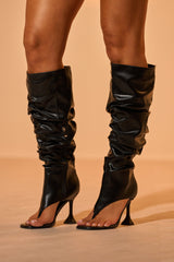 AZALEA WANG CECILL BLACK RUCHED UPPER GLADIATOR SANDAL