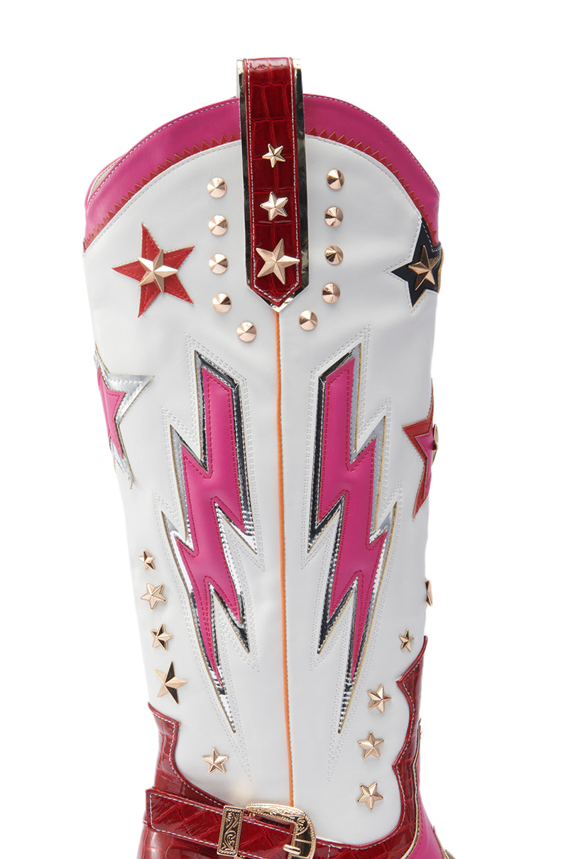 AZALEA WANG CHEONA RED MULTI WESTERN BOOT