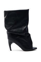 AZALEA WANG CLASSIE BLACK OPEN TOE BANANA HEEL BOOTIE