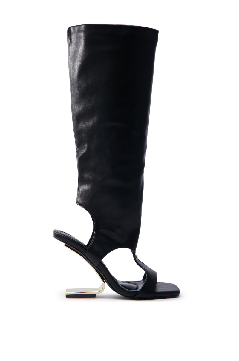 AZALEA WANG DANALA BLACK GLADIATOR WEDGE SANDAL