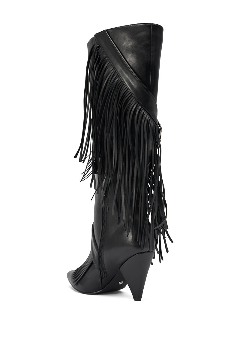 AZALEA WANG DARELLE BLACK FRINGE BOOT