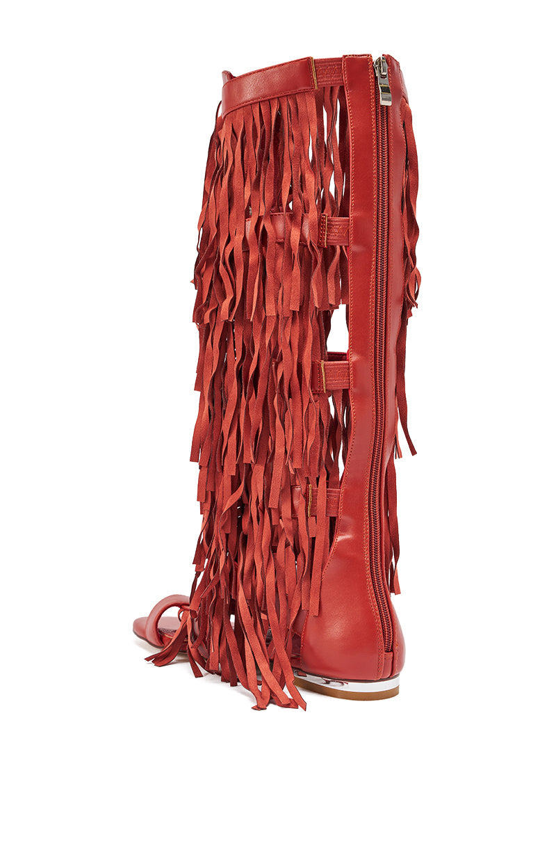 AZALEA WANG DUSTINE RED MULTI GLADIATOR EMBELLISHED SANDAL