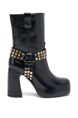 AZALEA WANG MID CALF PU LEATHER CHUNKY BOOTIE