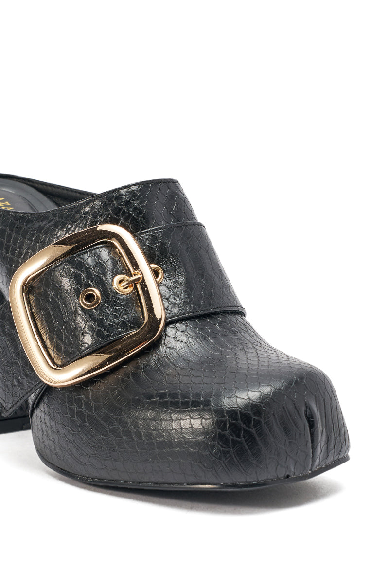 AZALEA WANG ELYSIA BLACK PU ROUND TOE MULE