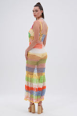 BEACHIN IT CROCHET BEADED MAXI DRESS