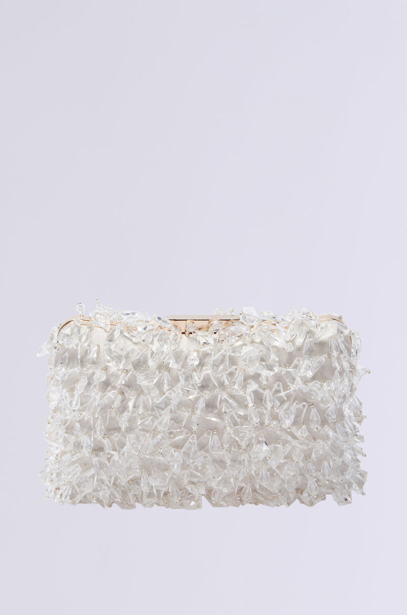 CRYSTAL CLEAR DRIPPY CLUTCH
