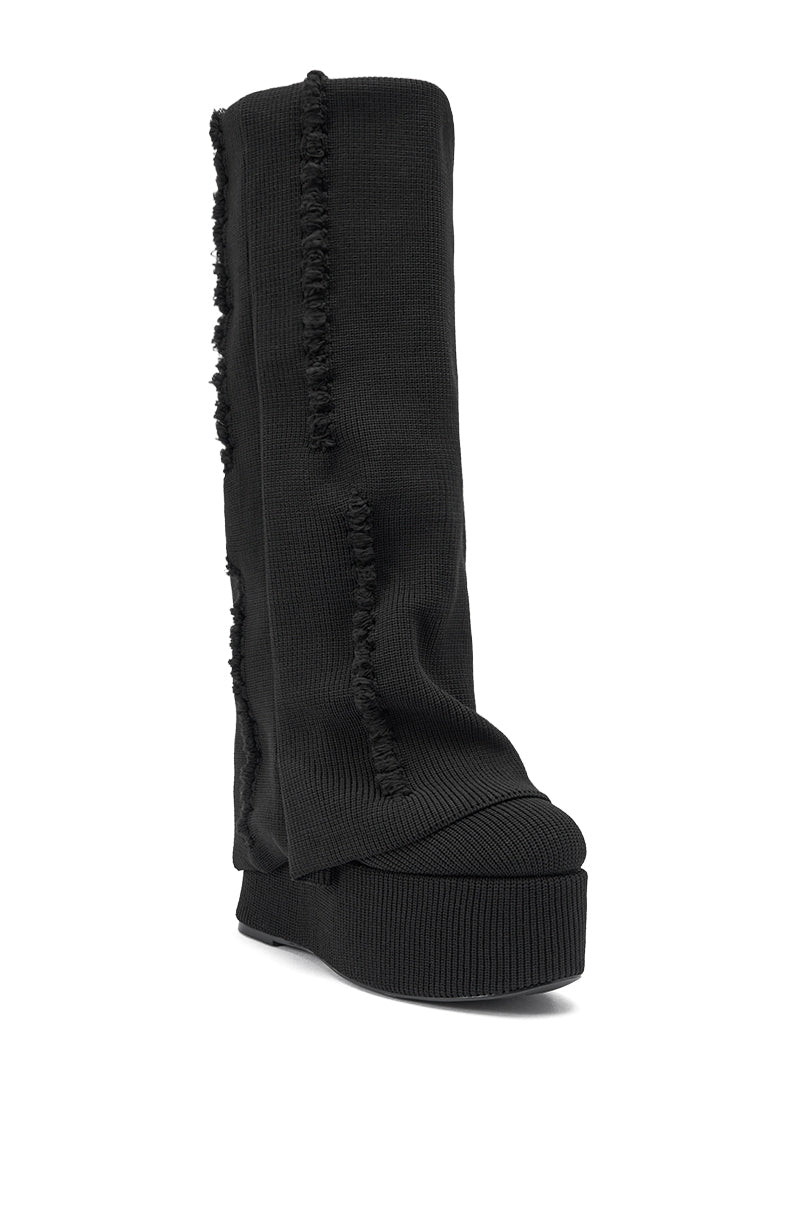 AZALEA WANG FRANKEYE BLACK WEDGE BOOT