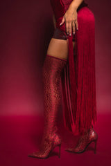 AZALEA WANG FREJYA BURGUNDY LEOPARD LACE THIGH HIGH BOOT