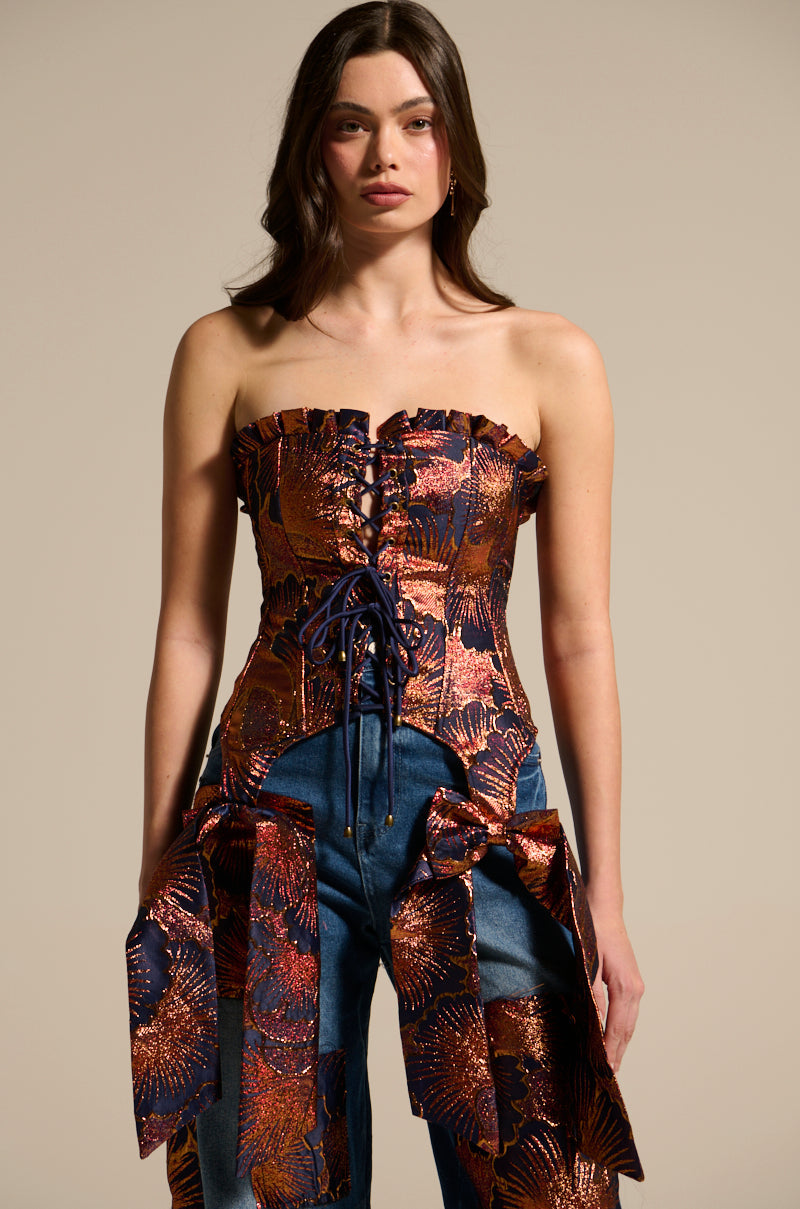 ELEGANT VIBES BROCADE CORSET TOP