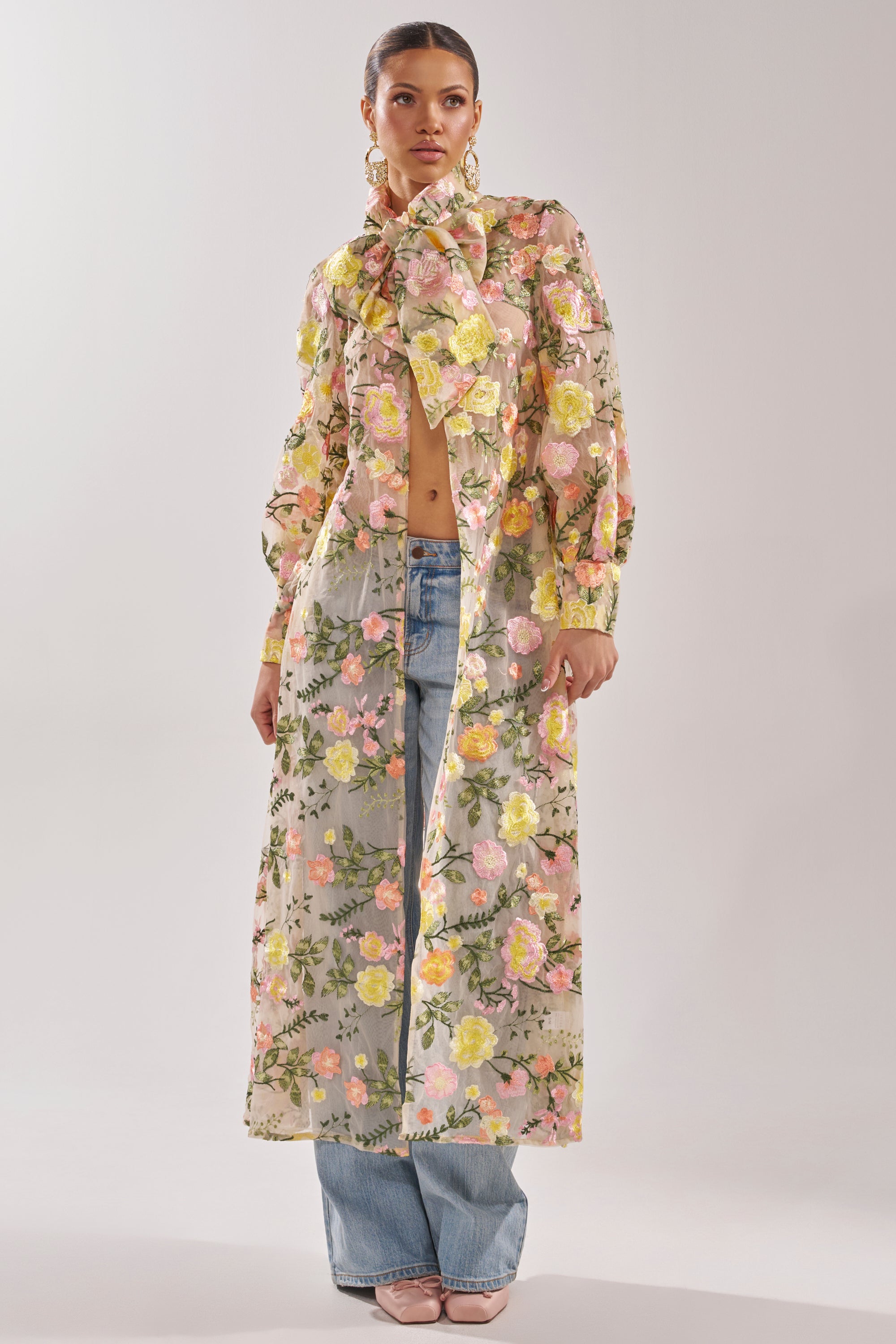 BOUQUET DREAMS FLORAL TULLE DUSTER