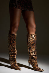 AZALEA WANG GRANT RHINESTONE LEOPARD SLOUCH BOOT