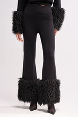 COZY VIBES SWEATER PANT WITH FUR CUFF IN BLACK