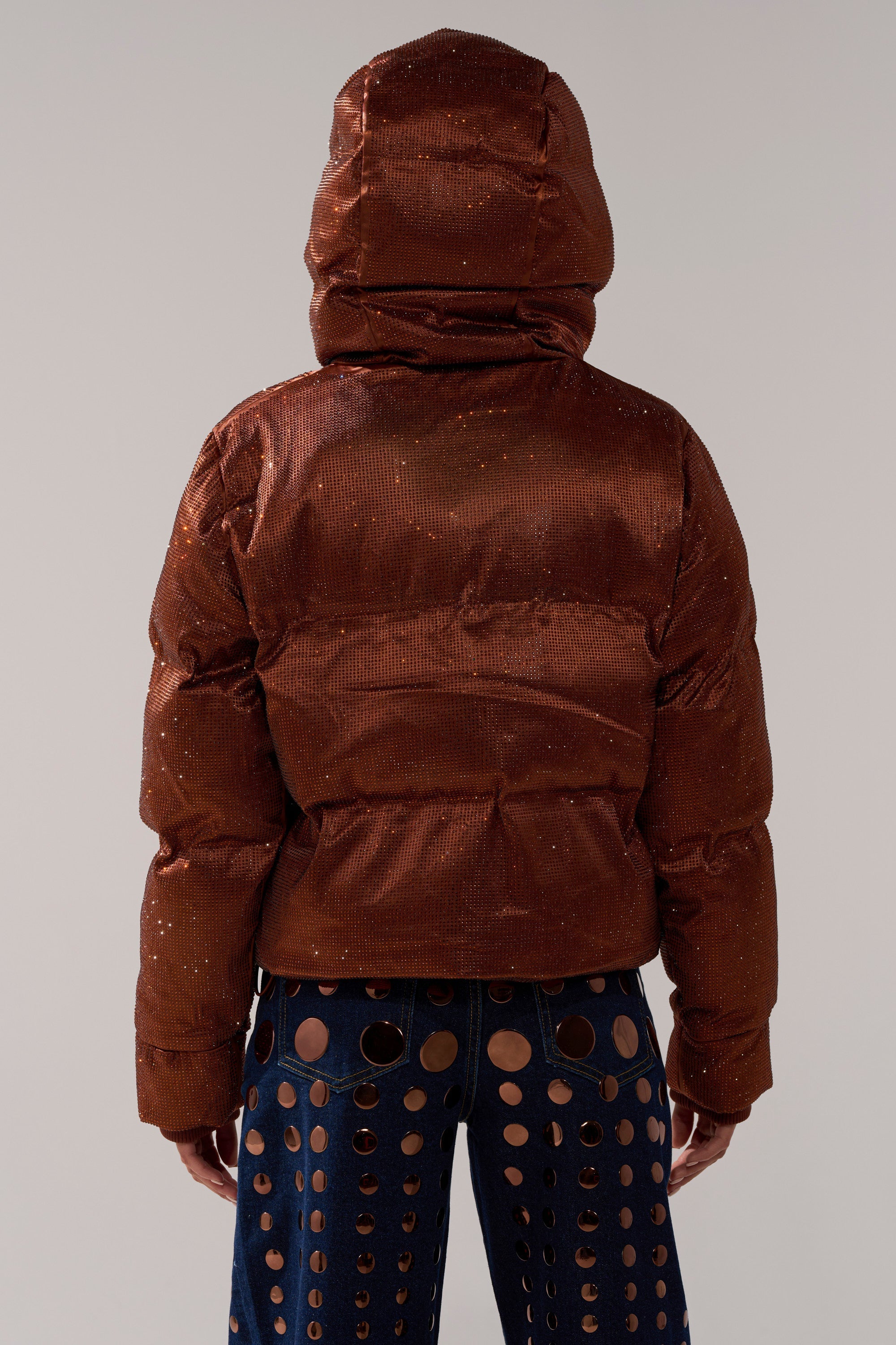 FAYE RHINESTONE PUFFER IN COPPER