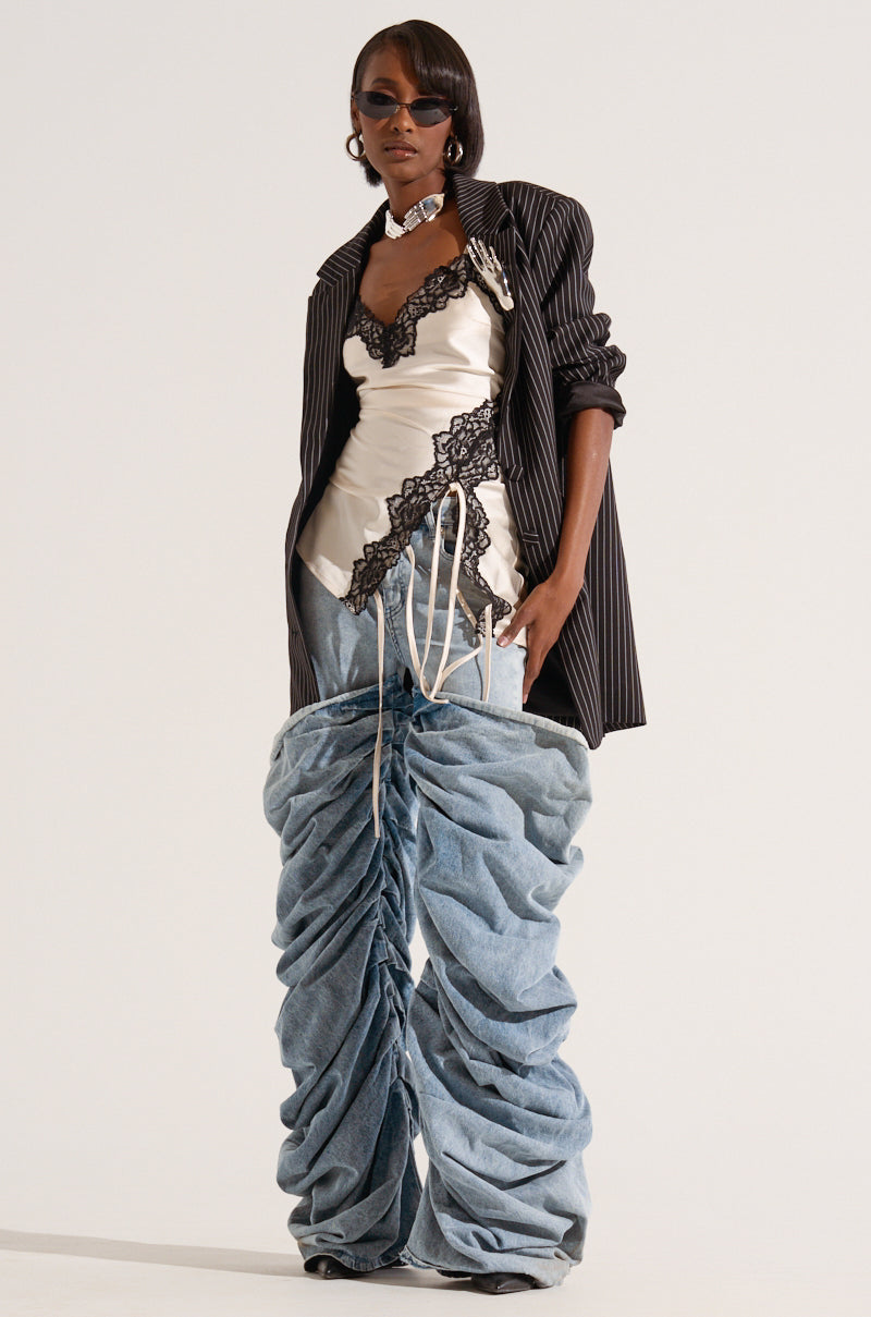 ELLA OVERSIZED PINSTRIPE LONGLINE BLAZER