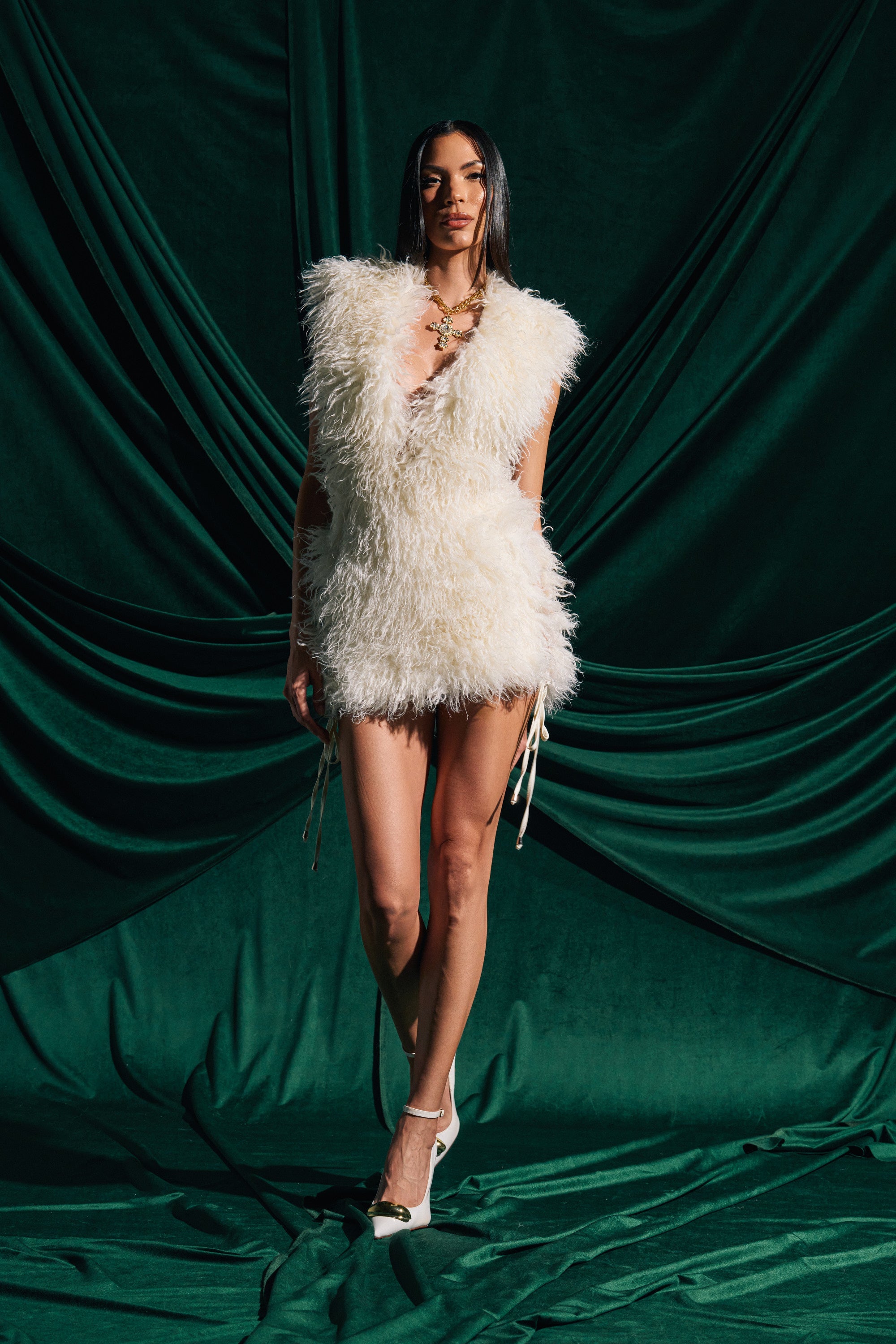 CALL ME CRAZY FUR MINI DRESS