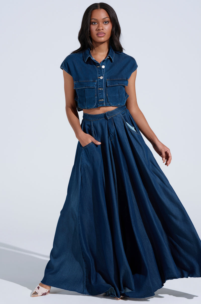 CARRIE ULTRA WIDE LEG DENIM TROUSER