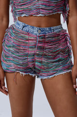 SHES GONE, DANCE ON GIRL SHREDDED DENIM SHORT