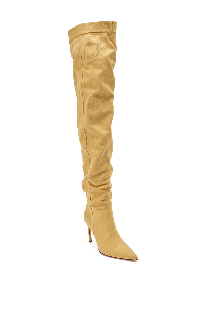 AZALEA WANG JEANNI TAN PANT DETAIL OVER THE KNEE BOOT