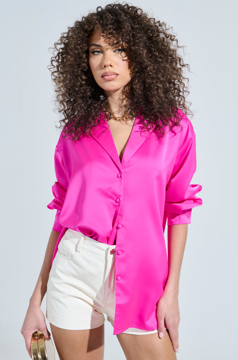 GEO SATIN LONG SLEEVE BLOUSE