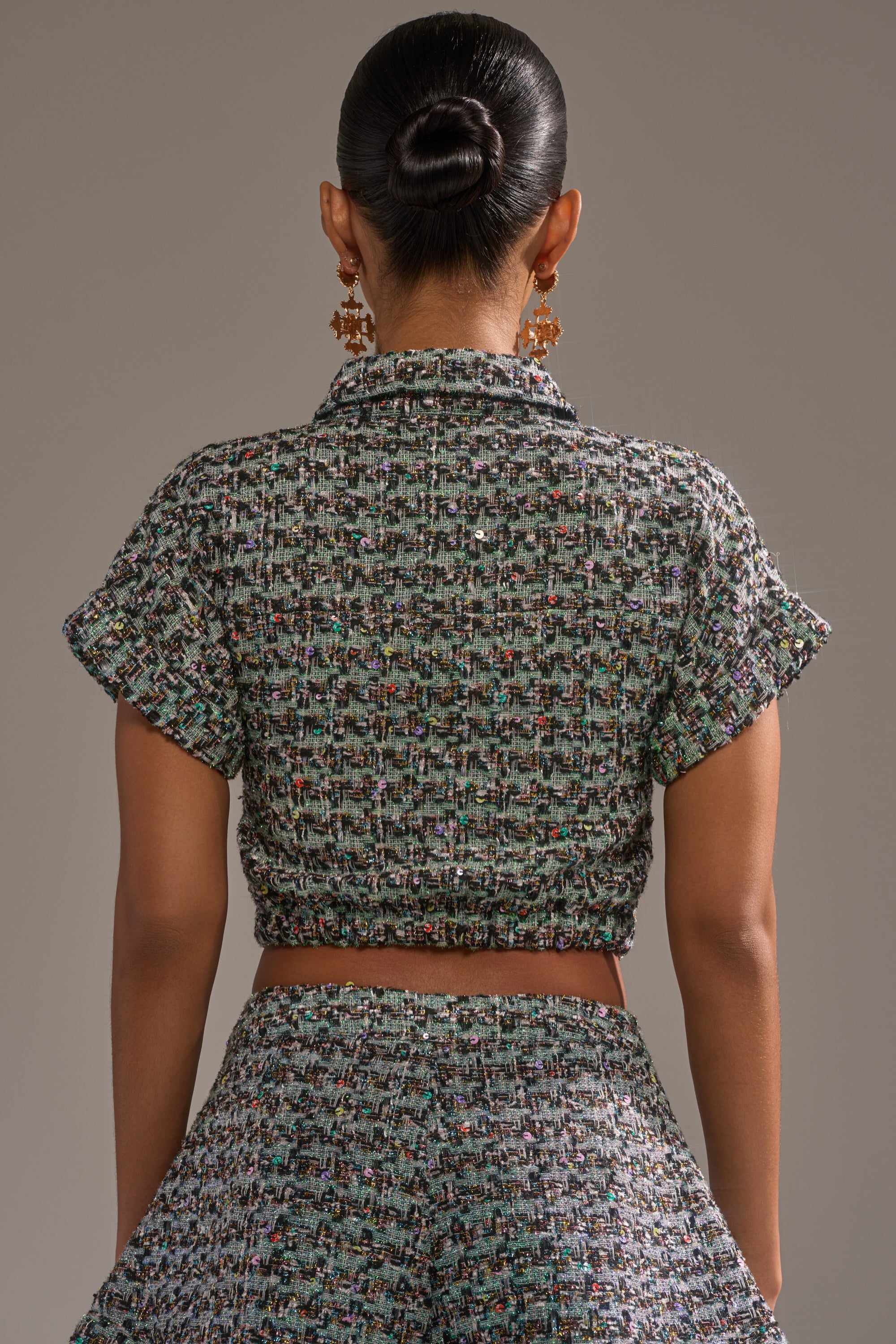 BRIGETTE TWEED BUTTON DOWN