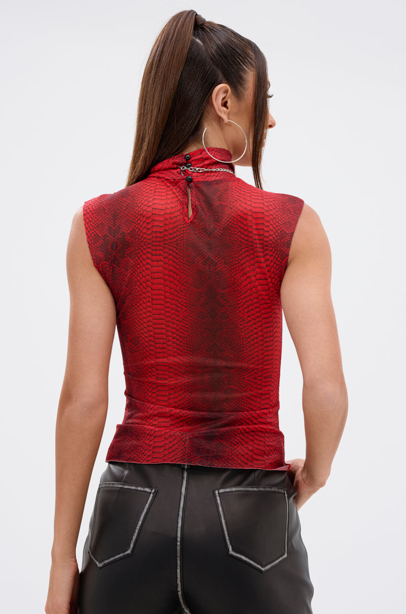 SEXY LITTLE SNAKE MESH TOP IN RED