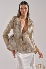 CANARY PEPLUM BLAZER IN CHAMPAGNE