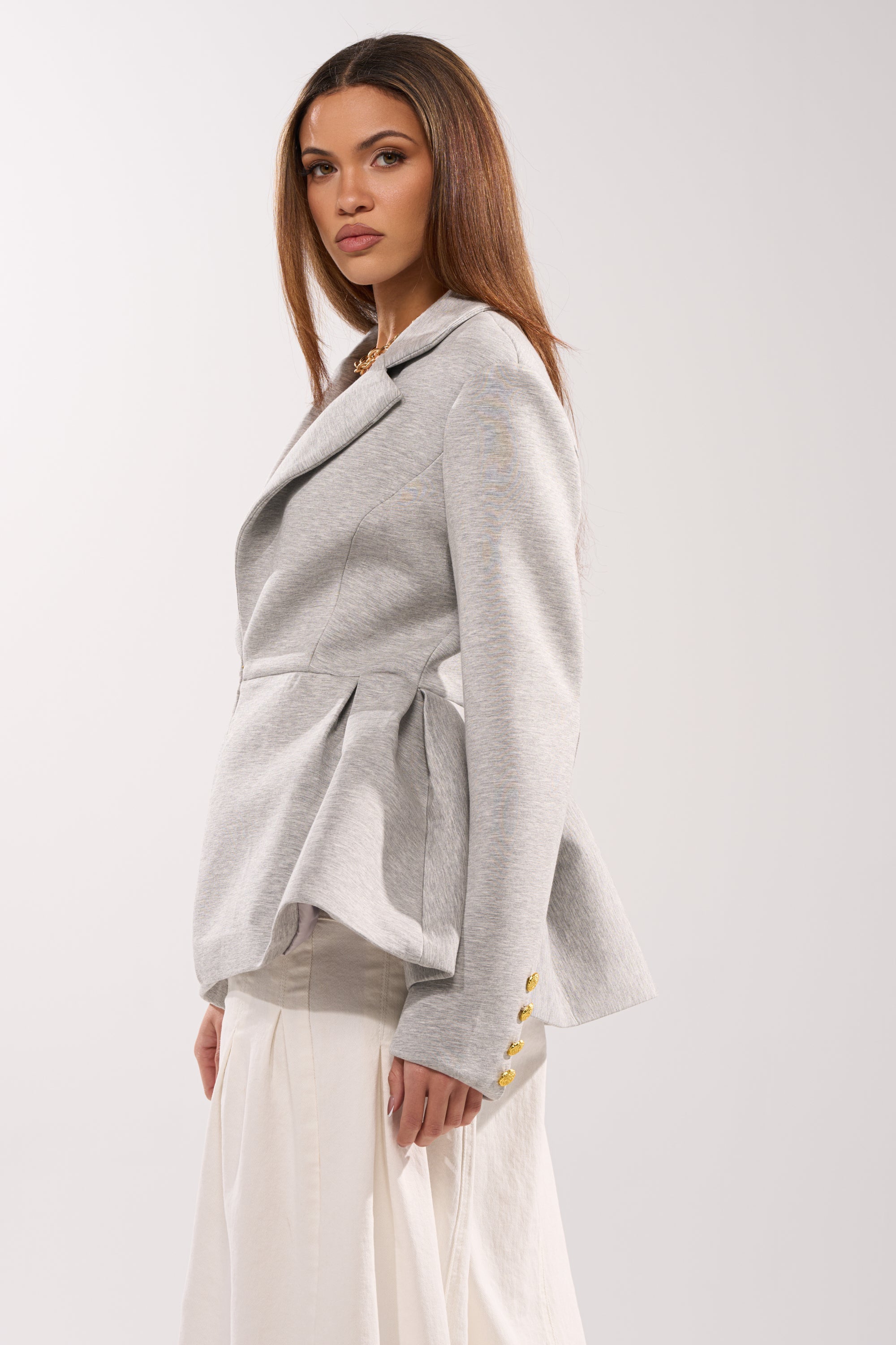 CANARY PEPLUM BLAZER IN SCUBA