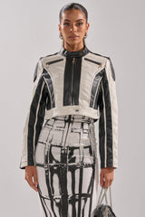 BETTER LUCK CROPPED MOTO IN BLACK WHITE