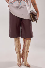 AZALEA WANG MADEYE NUDE SNAKE STILETTO BOOT