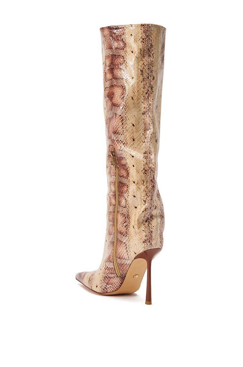 AZALEA WANG MADEYE NUDE SNAKE STILETTO BOOT