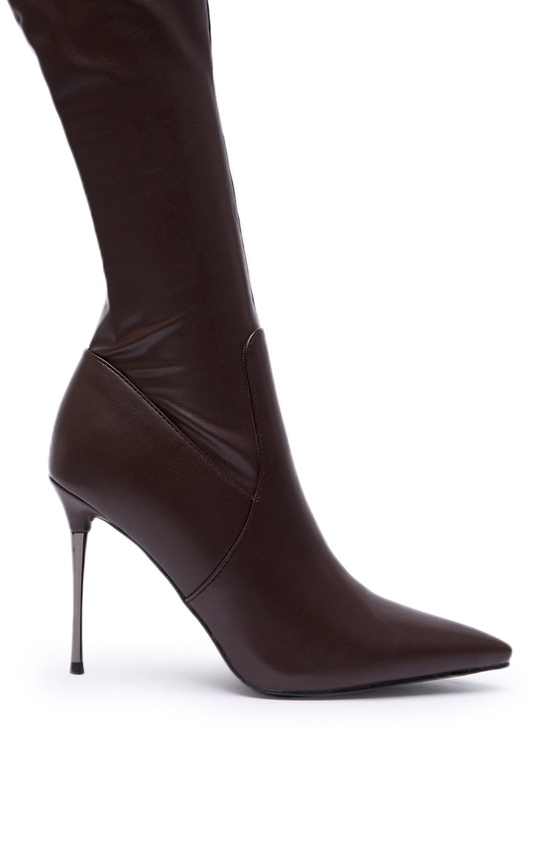 AZALEA WANG MILANDRA CHOCOLATE THIGH HIGH SEXY BOOT
