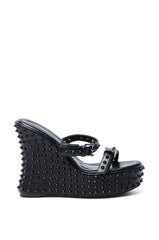 AZALEA WANG MORITZ BLACK SPIKEY WEDGE SANDAL