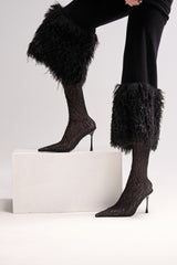 AZALEA WANG NICKLAS BLACK LEOPARD STILETTO BOOTIE