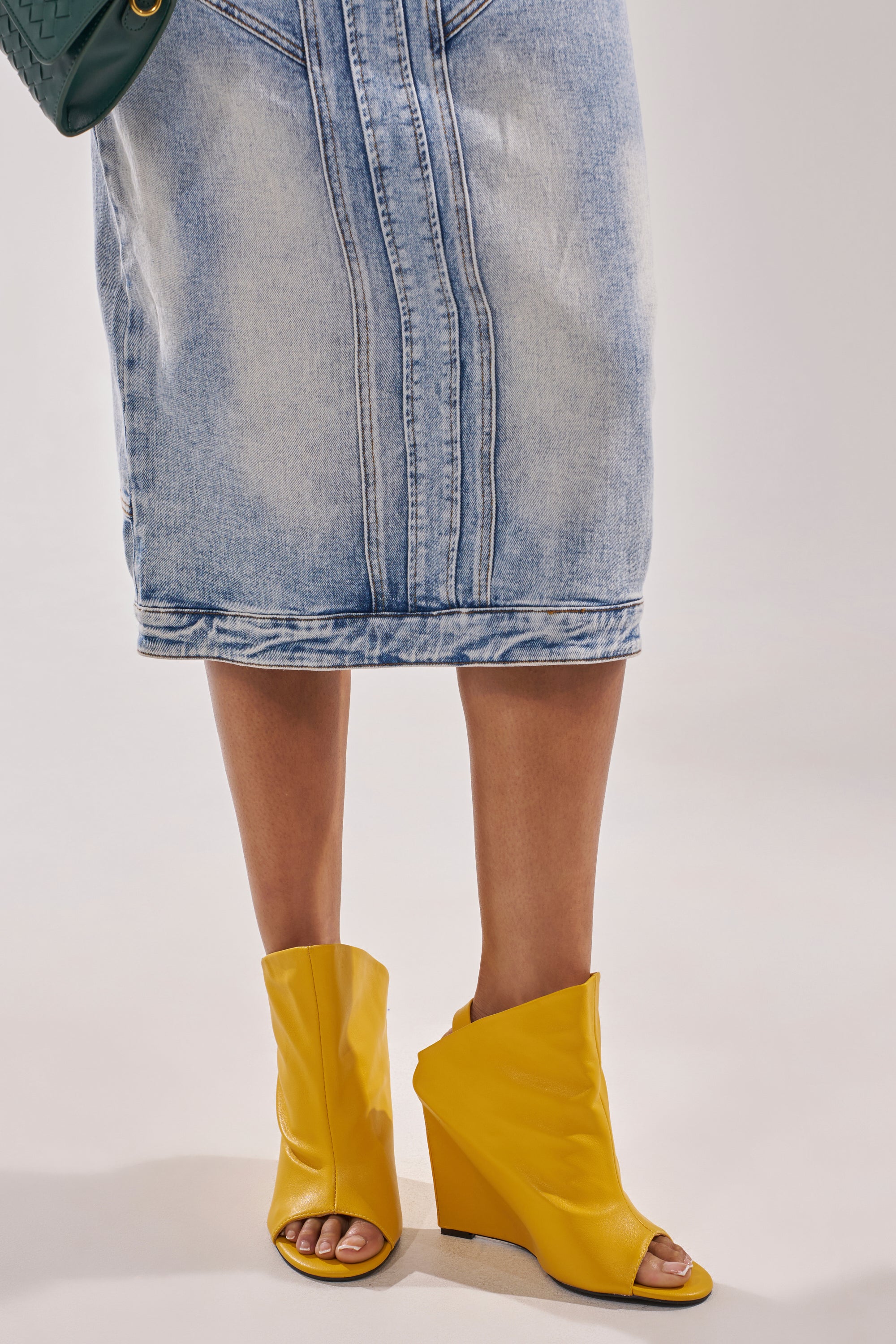 AZALEA WANG NOVIS YELLOW WEDGE BOOTIE