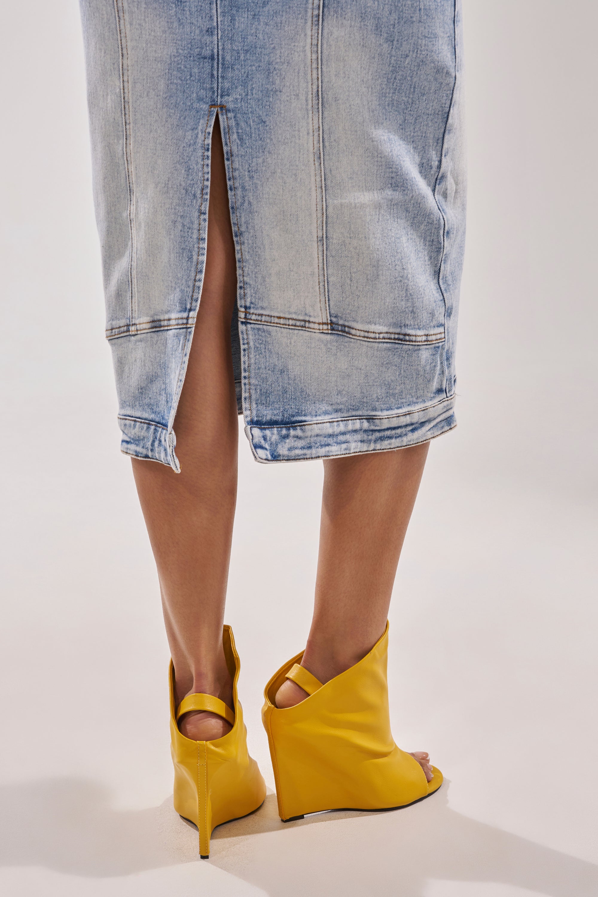 AZALEA WANG NOVIS YELLOW WEDGE BOOTIE