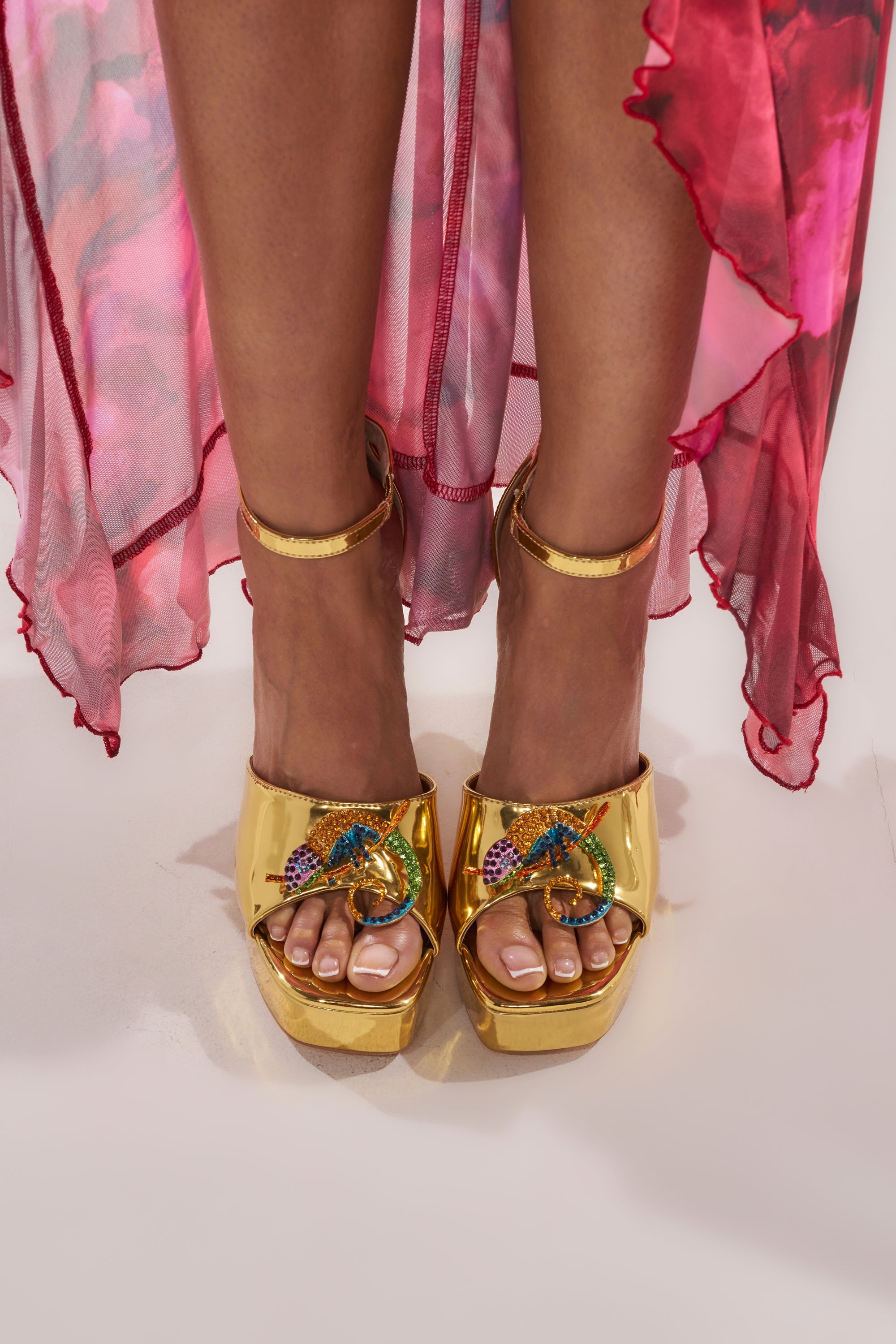 AZALEA WANG PASQUALE GOLD IGUANA EMBELLISHED SANDAL